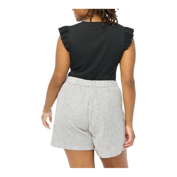 NWT! J. Crew Black & White Striped Linen-Blend Drawstring Shorts. Size 3X. - Picture 3 of 10